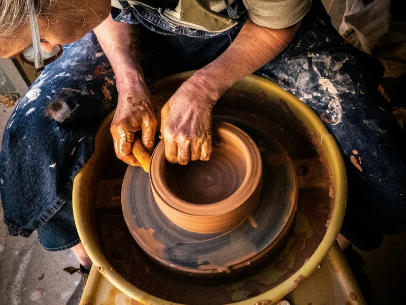 Pottery and craft studio on the farm grounds