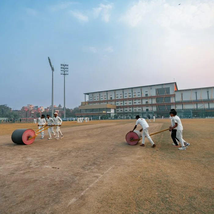 Cricket ground at golden hour